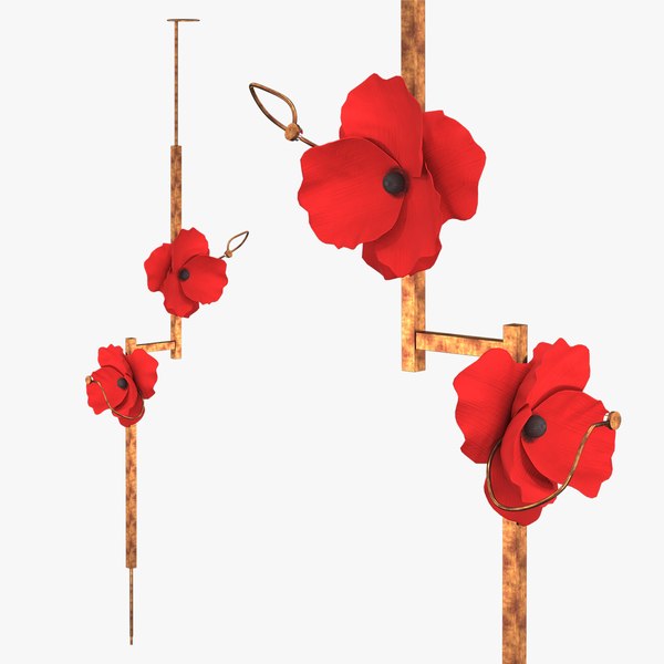 3D LURE POST WITH RED POPPIES - TurboSquid 1958389
