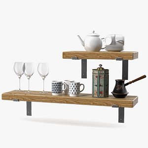 3D Shelf With Kitchenware model