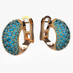 3D Sapphire earrings Gold E14 3D print model model
