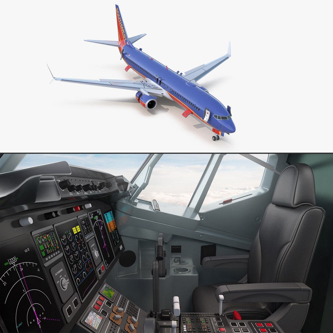Boeing 737-900 with Interior and Cockpit Southwest Airlines Rigged 3D Model 3D model preview