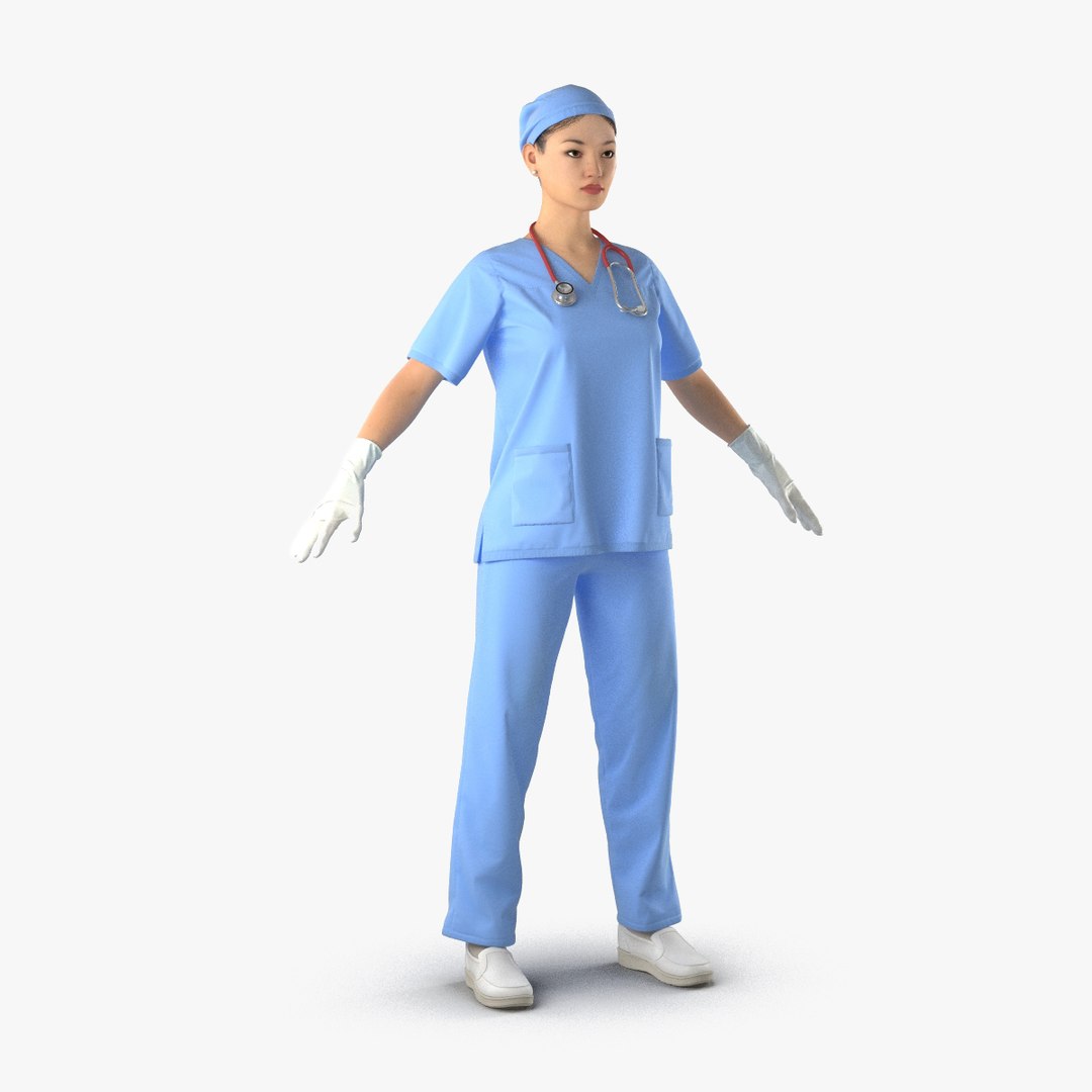 Asian Female Surgeon 2 3D model preview