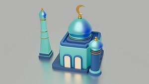 simple design of stylized e mosque 3D model