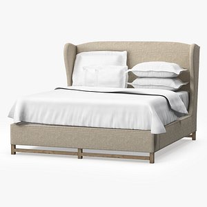 Restoration Hardware French Wing Upholstered Bed Without Footboard