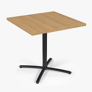 Restaurant Square Table with Metal Base and Wood Top