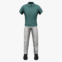 Men Polo Shirt Pants Slip Ons Summer Outfit