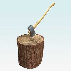 3d wooden axe model