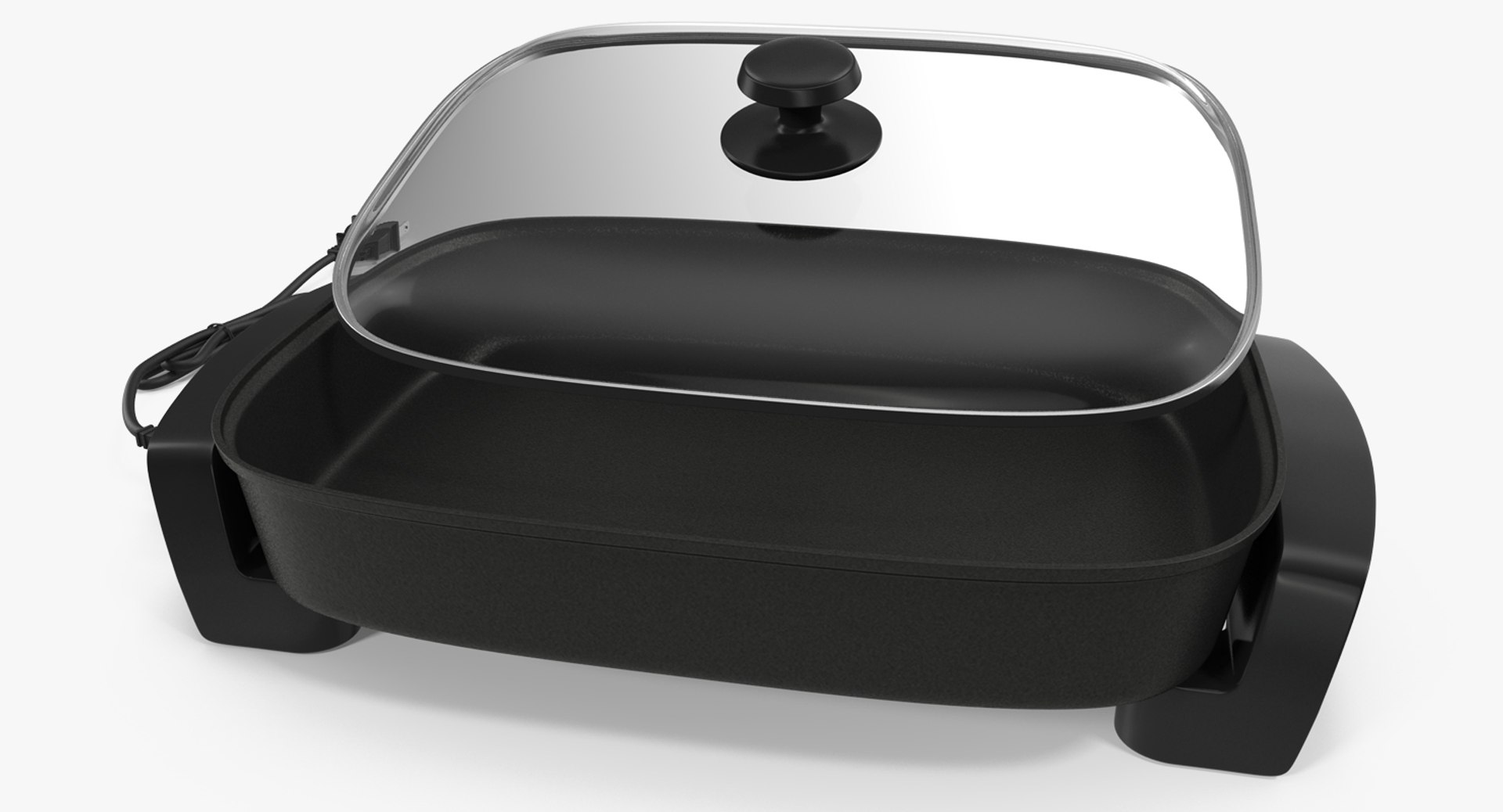Electric Skillet with Glass Cover 3D model preview