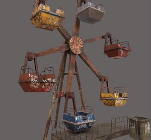 3D model abandoned ferris wheel