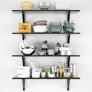 decorative shelves dishes 3d model