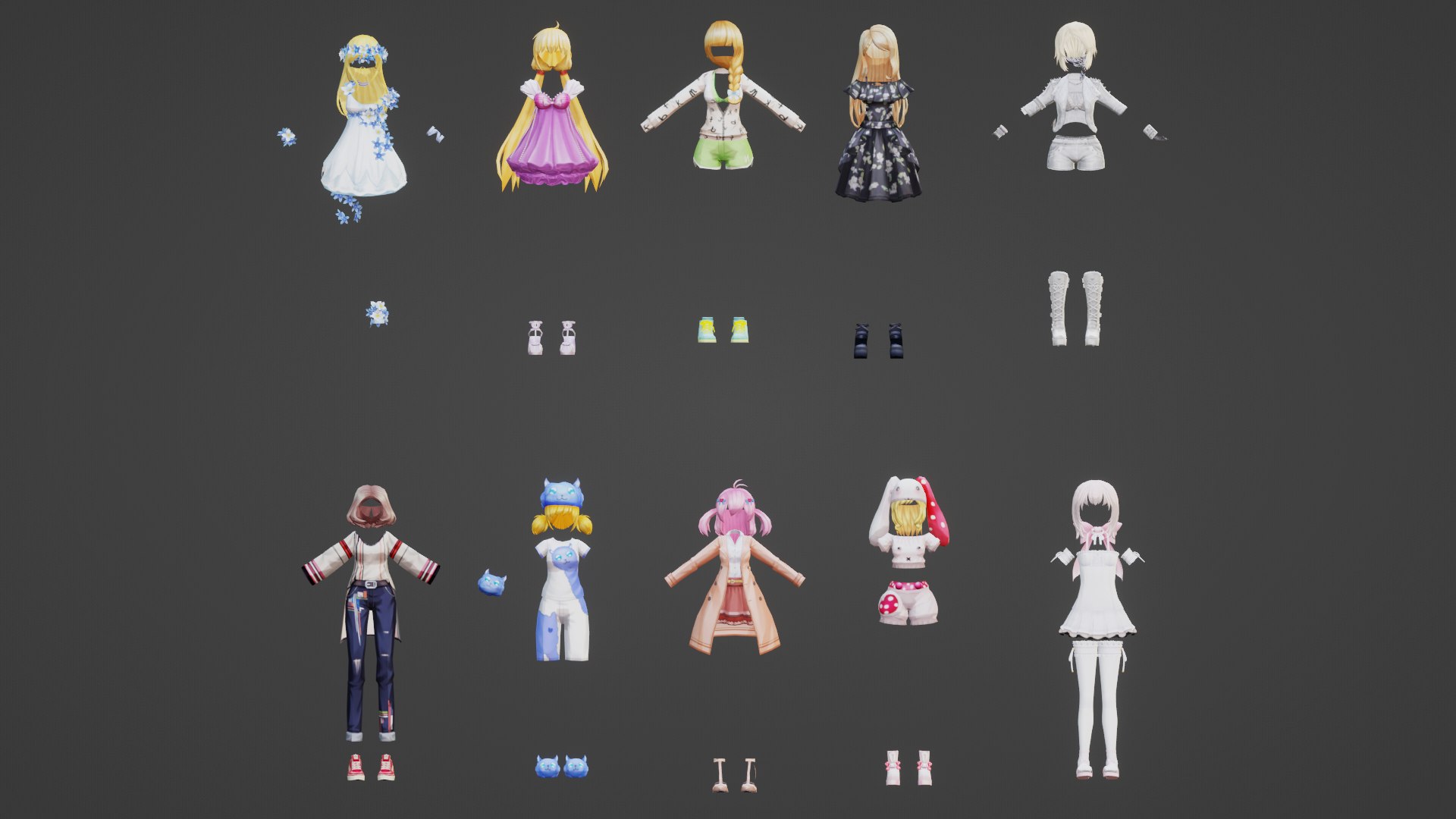 3D Stylized Anime Female Character Dresses - TurboSquid 2249781