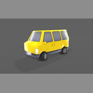 low poly Van (Body and wheel separated)