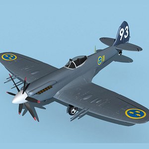Supermarine Spitfire Mk XXIII V06 Sweeden 3D model