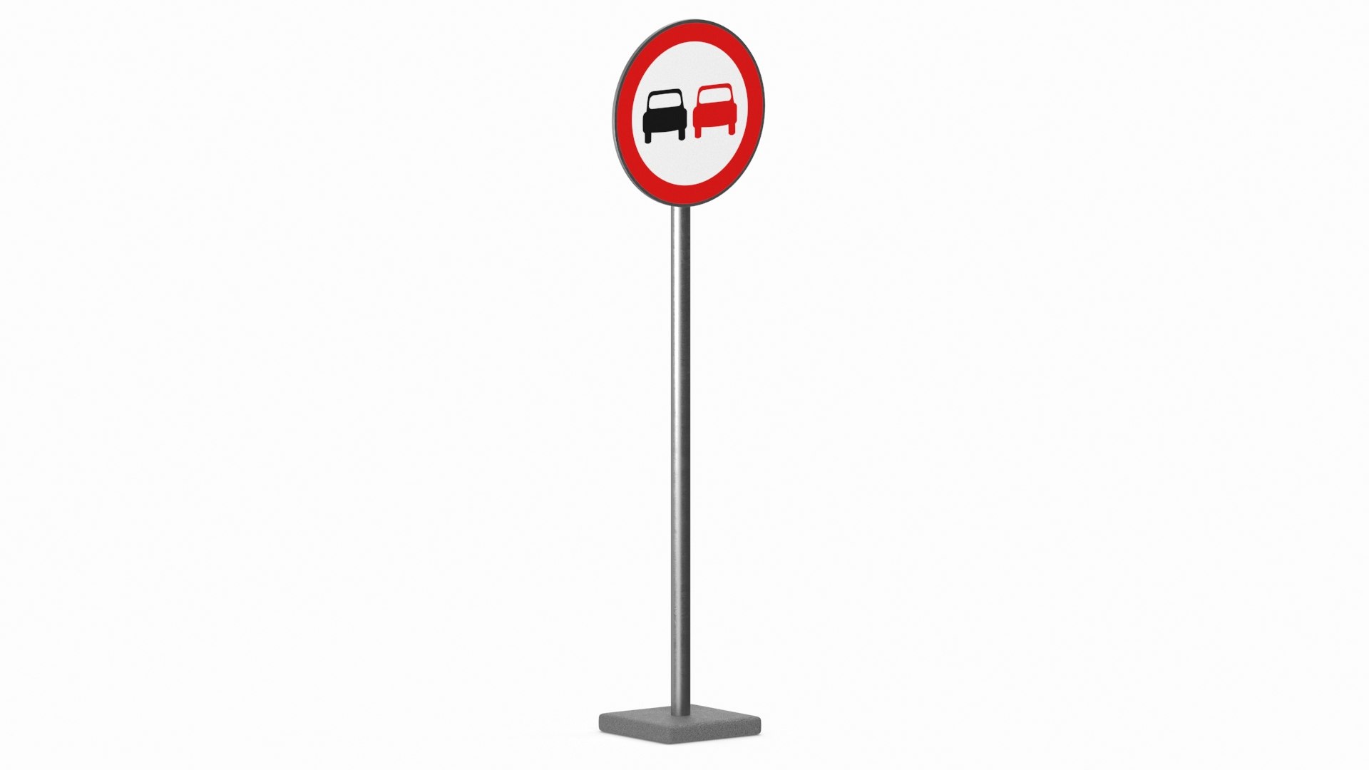 Road Sign No Overtaking 3D model preview