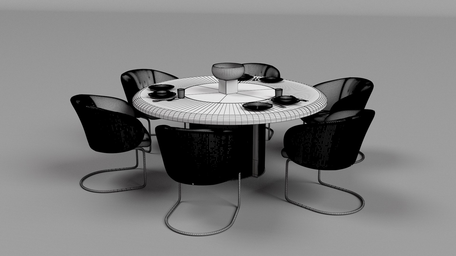 3D Model Round Dining Table Set With Chairs - TurboSquid 2315481