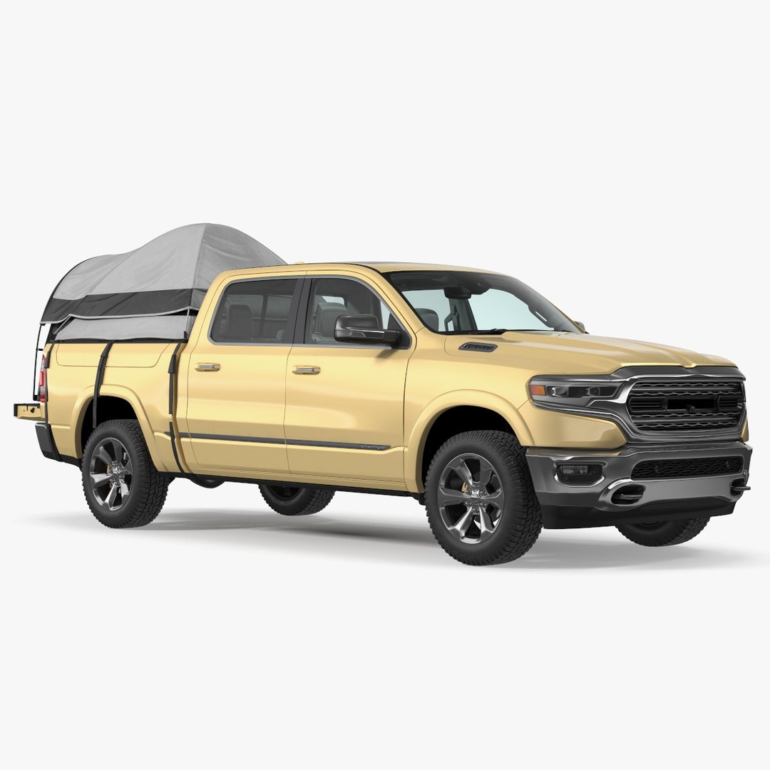 Pickup Truck Tent Grey on Pickup 3D model preview