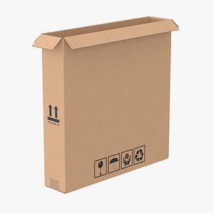 3D Cardboard Box 50x10x50 Open model