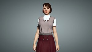 3D Female College Student model