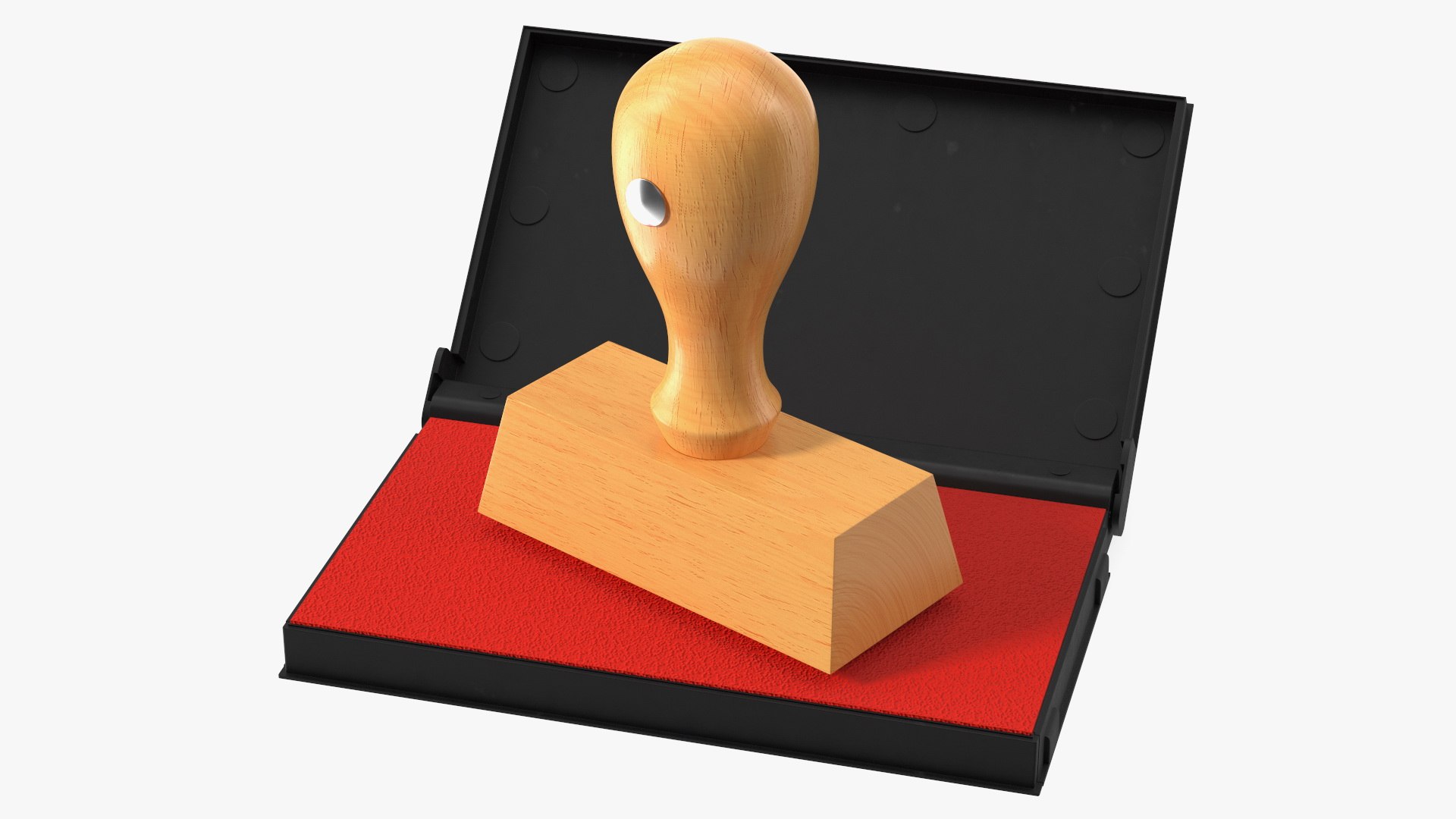 Stamp with Wood Handle and Inkpad Approved 3D model preview