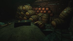Wine Cellar Set Unreal Engine project included 3D model