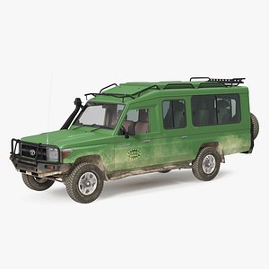 3D Toyota Land Cruiser Safari Green Dirty Rigged model