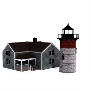 3D model Coastal Home With Lighthouse