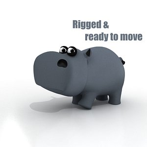 3ds max cartoon hippo rigged