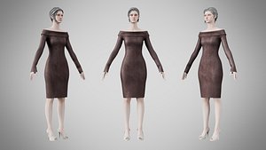 3D Dress 11 Grey Velvet model