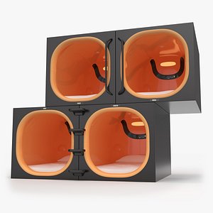 Capsule Hotel with Orange Interior 3D