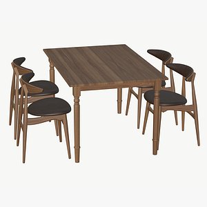 3D Wooden Dining Table 4 Seater