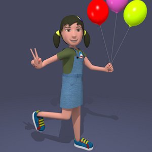 cute cartoon girl rigged for 3dsmax 3D model