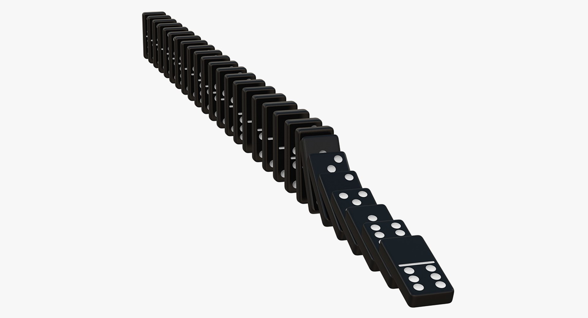 Black Domino Knuckles Falling in a Row 3D Model preview