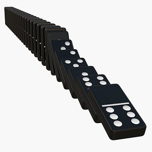 Black Domino Knuckles Falling in a Row 3D Model