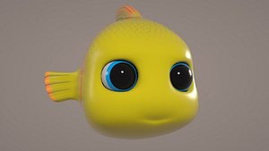 3D fish yellow model