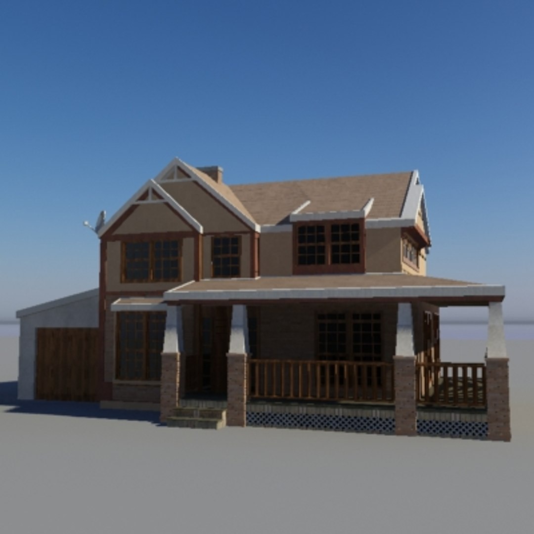 American House Building - 3d Model