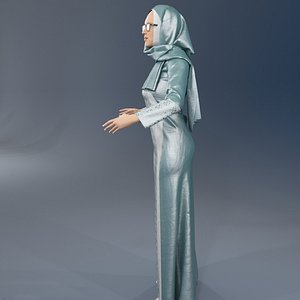 Arabic woman real cloth simulation conversation loop animation 3