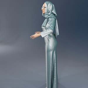 Arabic woman real cloth simulation conversation loop animation 3