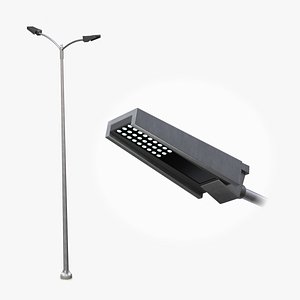 Street Light - Dual Modern Roadway LED Panel 3D model