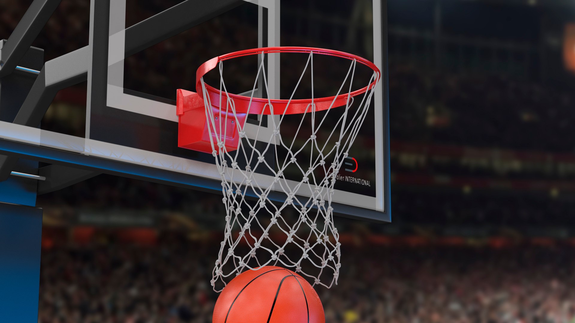 Animated Basketball Bounces Off the Ring 3D model preview