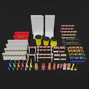 Low Poly Traffic Barrier Pack