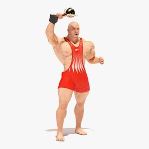 Bodybuilder and Trophy Cup in Reebok Red Singlet