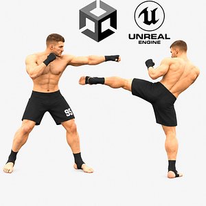 Realistic MMA Fighter Unreal Unity - Rigged 3D model