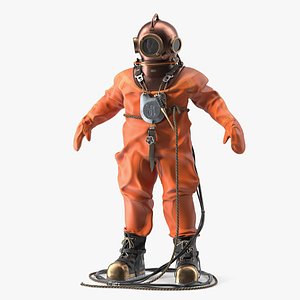 Vintage Maritime Diving Suit Rigged for Maya