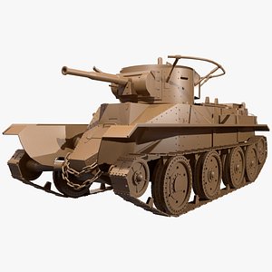 3D Russian BT-5 Cavalry Tank-Clay Version model