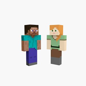 3D Minecraft Alex and Steve