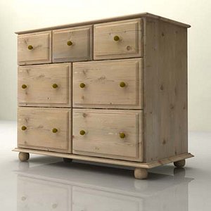 Cupboard Chest of Drawers 3x3 from Harvest Oak Wood Bedroom Furniture Set - High Quality Furniture 3d model