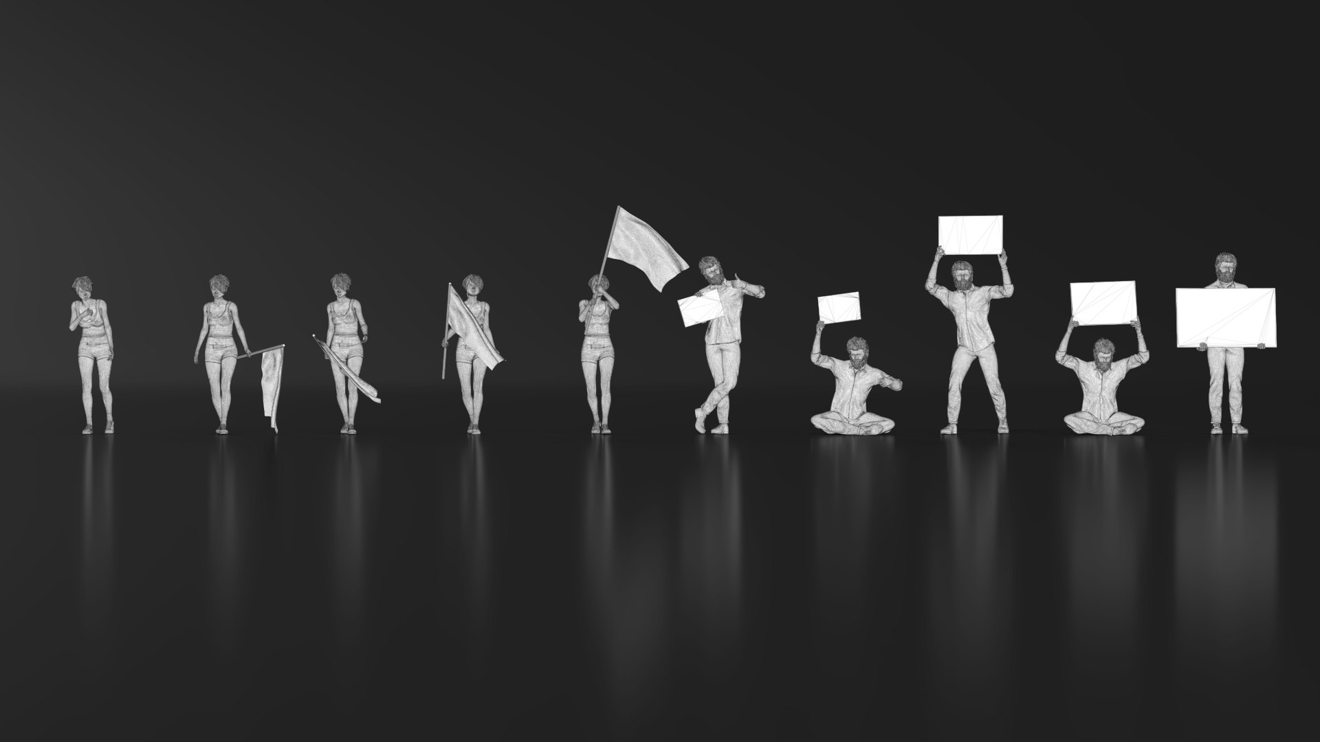 3D HD People 04 Sign Protest - TurboSquid 1868530