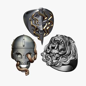 3D Brutal rings 3D print model model