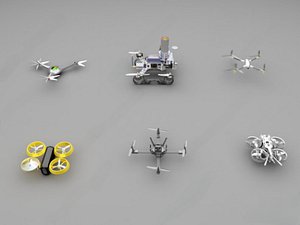 Quadcopter Drones Collection Aircraft Drone 3D model