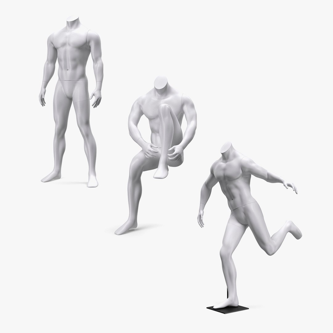 Sports Man Mannequins Collection 3D model preview