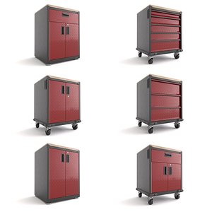 6 in 1 Garage Modular Storage Cabinets 3D